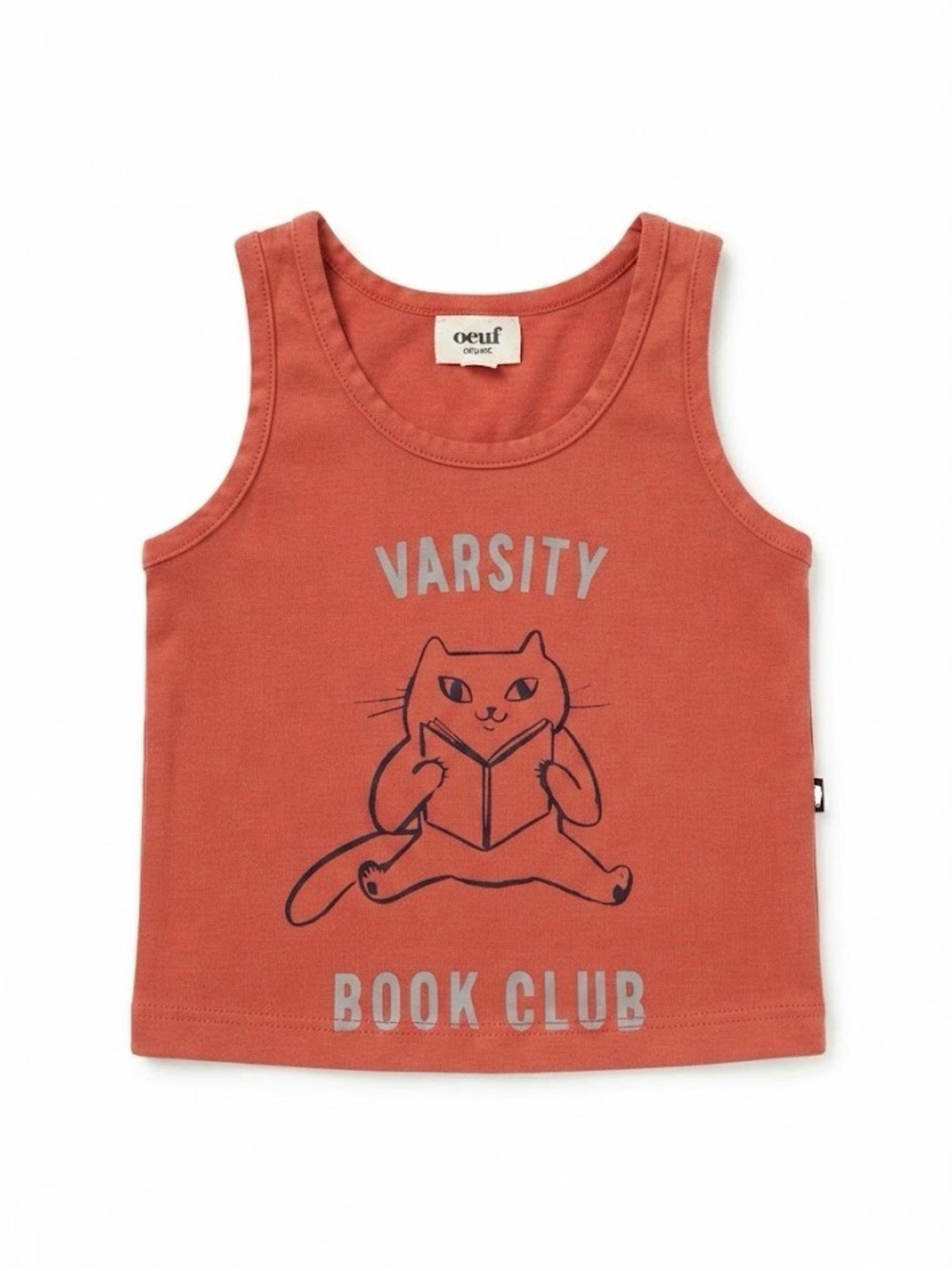 Oeuf 100% Cotton Rusty Orange Book Cat Tank Top Baby Girl Size 6 Months